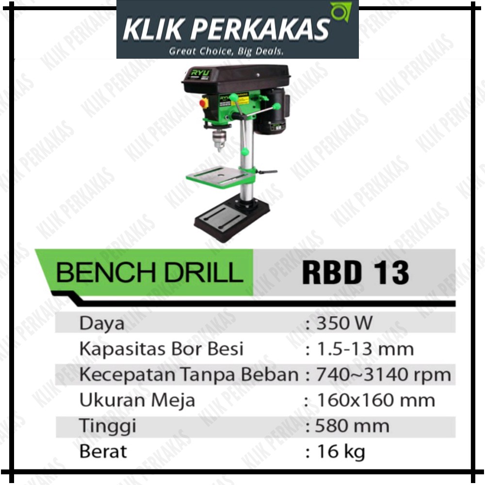 Ryu Mesin Bor Duduk 13mm Bench Drill RBD13