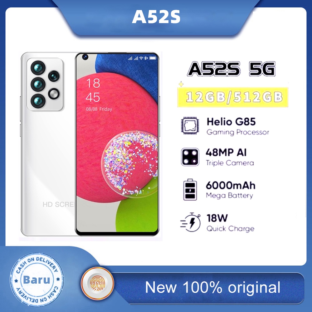 COD+Pengiriman lokal hp murah Galaxy A52s 5G 12/512 GB RAM 12 ROM 512GB Original Handphone Smartphone Android