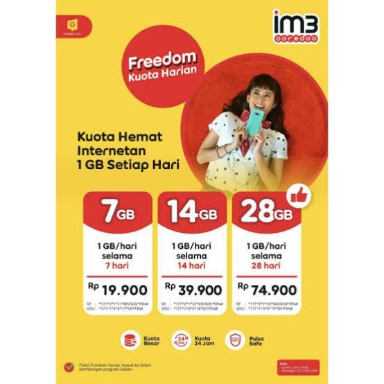 Paket Data Indosat Unlimited 7Hari 14Hari 28Hari FUP 1GB