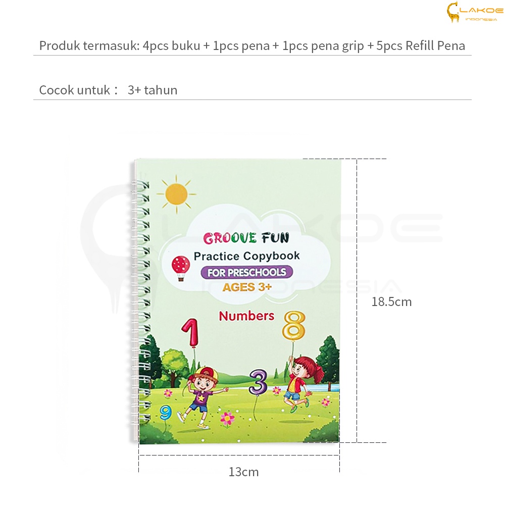 Lakoe  4 in1 Sank Magic Practice Book Buku magic Buku Latihan TK Prasekolah dalam