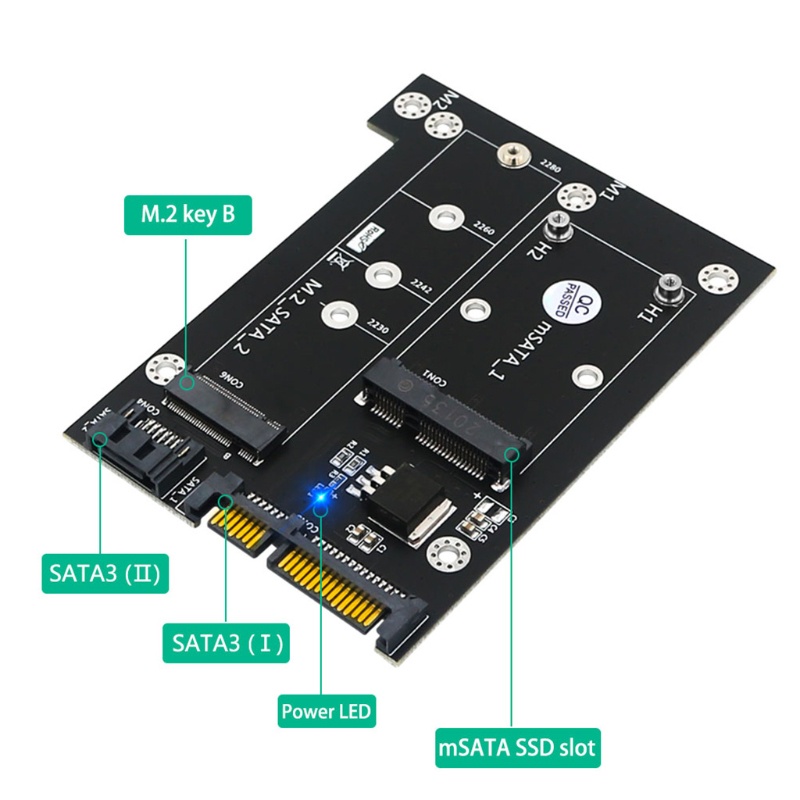 Btsg mSATA Atau Untuk M.2 Ke Dual 3.0in Adapter Board 2-in-1 NGFF Atau mSATA Converter Reader Card Mendukung NGFF B Untuk Ke