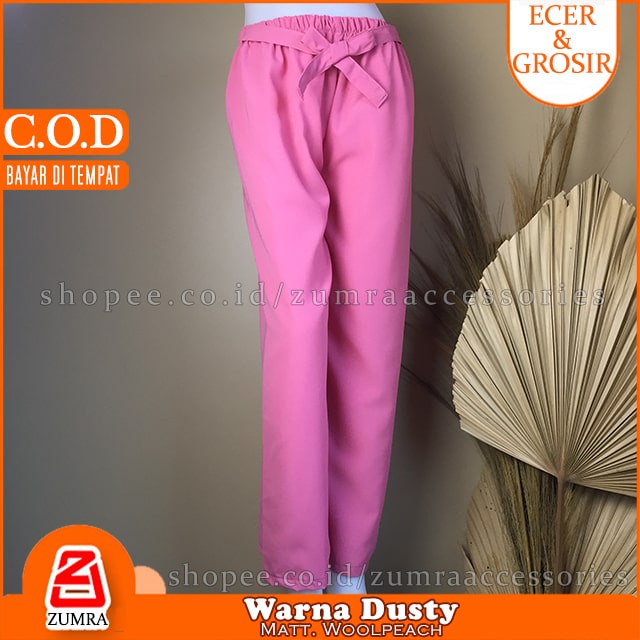 Celana Wanita Kulot Wolfis Highwaist Ribbon Pants Casual