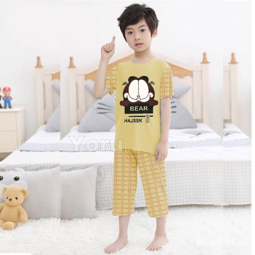 Pamelo Piyama Anak Celana 3/4 Perempuan dan Laki Usia 1 - 7 Tahun Baju Tidur Anak Baju Tidur Murah Produk Terlaris