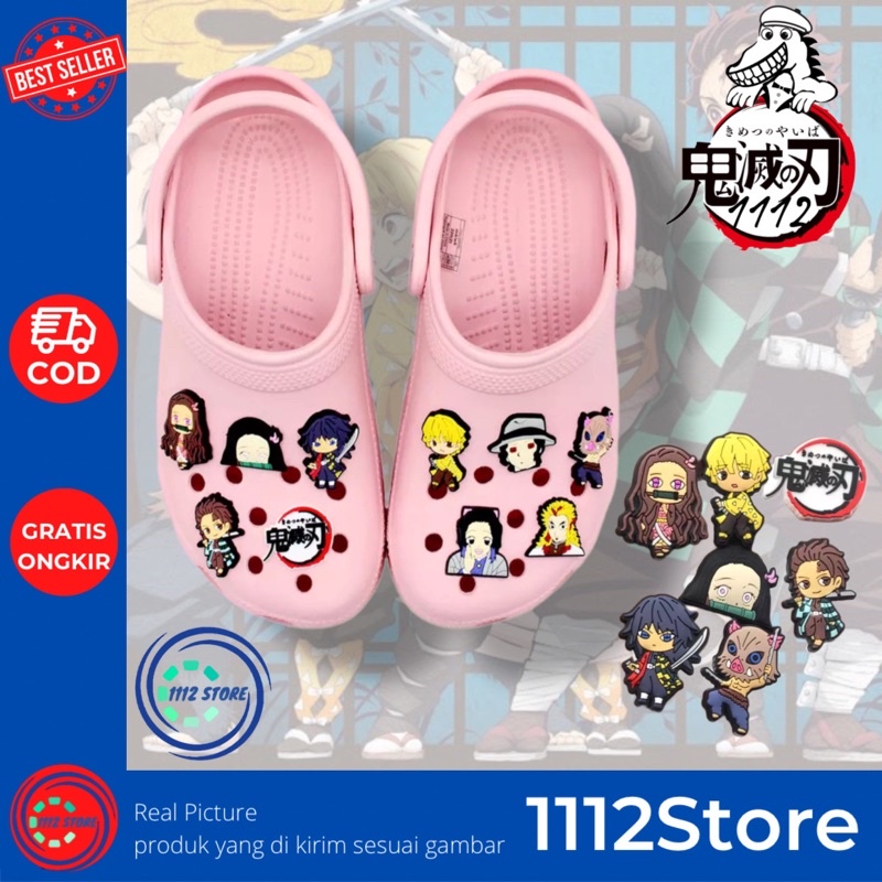 1112Store Charms karakter anime demon slayer - crocs sendal - Liontin sepatu sendal, tas/ransel dan gelang - pin sendal sepatu dan tas - aksesoris sendal sepatu dan tas