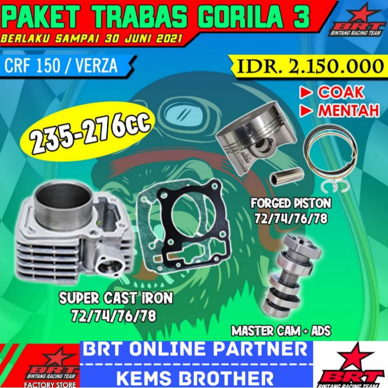 PAKET BRT CRF TRABAS GORILA 3 CRF 150/VERZA