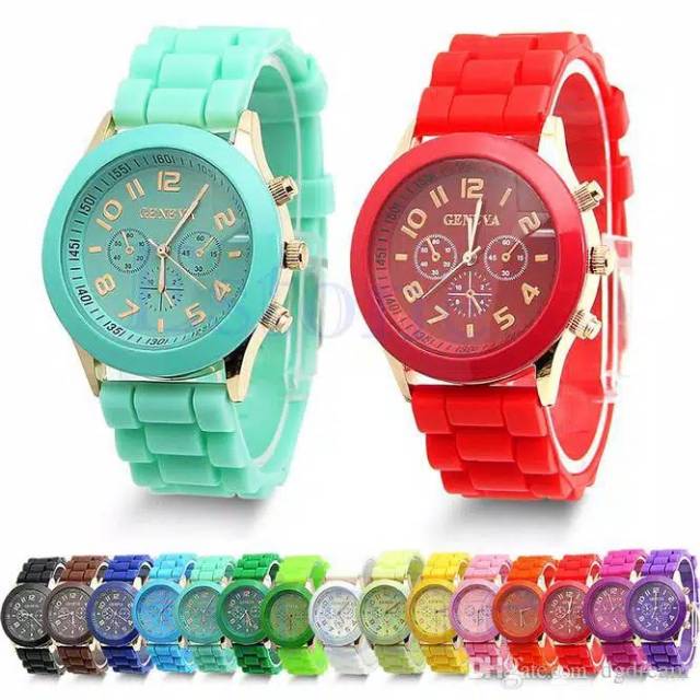 JAM TANGAN FASHION GENEVA RUBBER WATCH