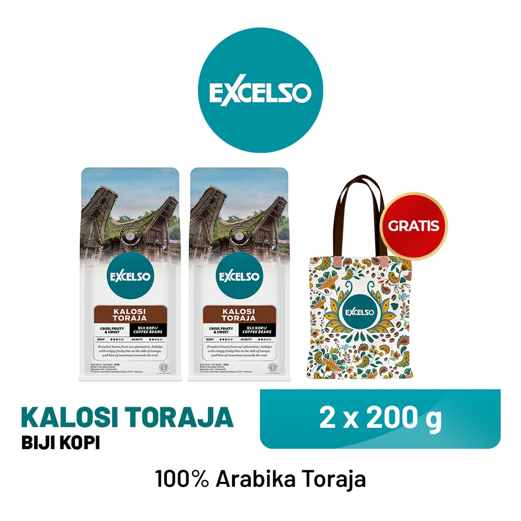 

Buy 2 Excelso Kalosi Toraja Biji 200 gr Get 1 Free Totebag Excelso
