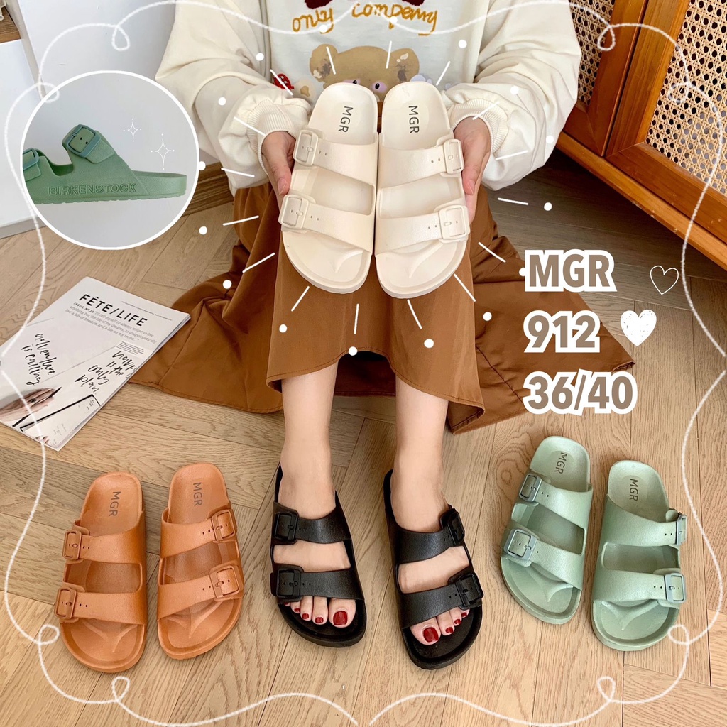 Sandal Selop Karet Wanita Korea Briken Tali Ban 2 Simple Elegan Casual Impor MGR Mokaya Balance (912)/Size 36-40