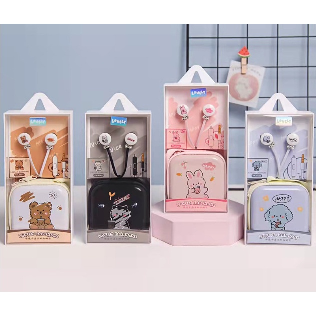 [KN-8282] Headset Earphone Lovely ANIMAL Lucu / Wadah Earphone Kotak Gambar BINATANG Lovely Earphone / Headset Karakter Animal Imut