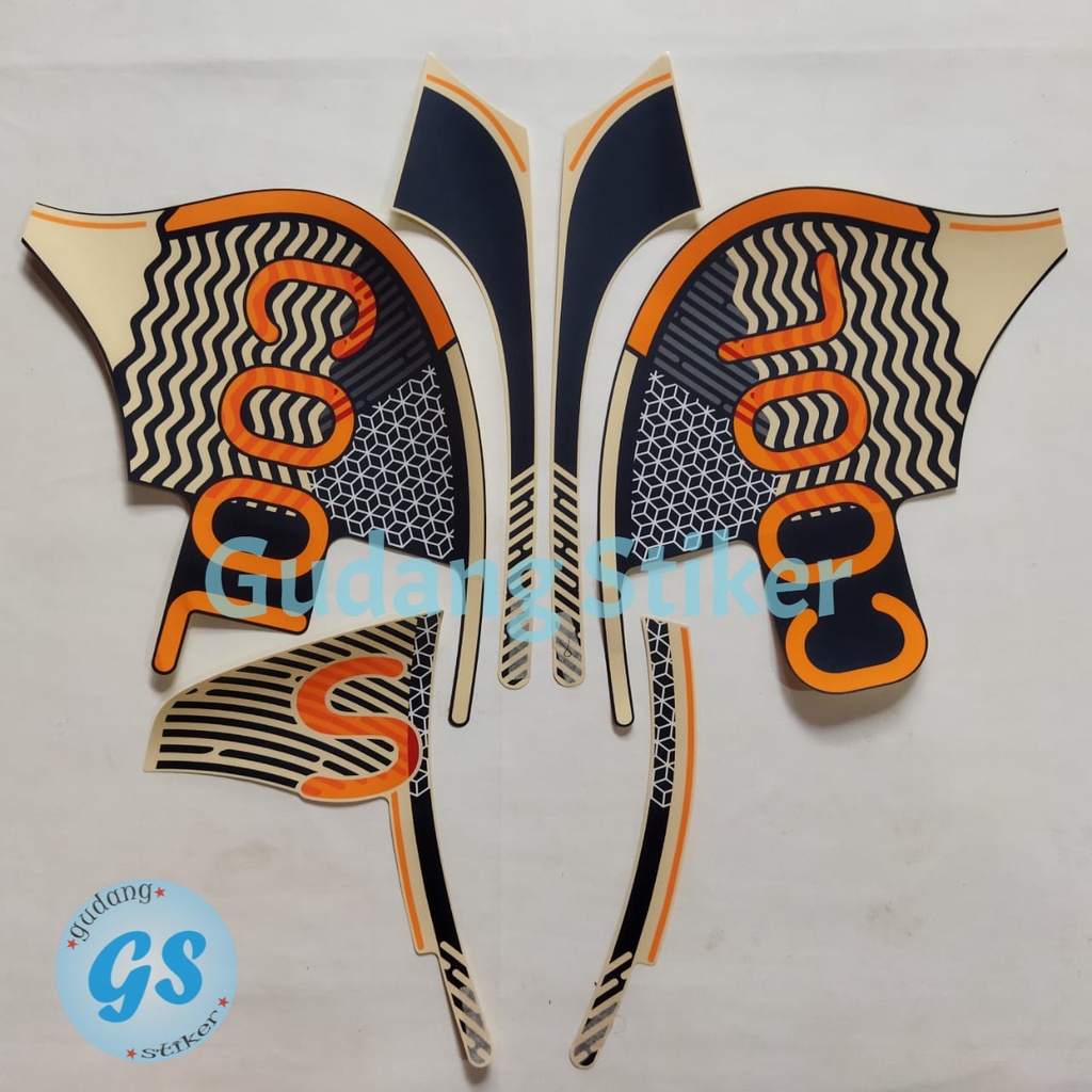 STRIPING STIKER LIS LES BODY MOTOR HONDA SCOOPY FASION 2021 BIRU-CREAM