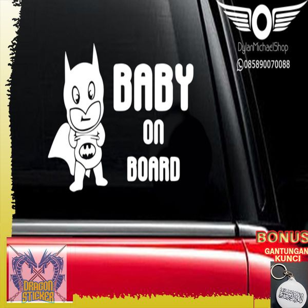 TERMURAH Stiker Mobil Bat Baby On Board Batman Super Hero Sticker Car Decal Dragon Sticker