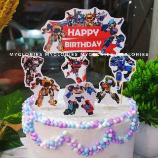 Paket Hiasan  Kue  TOBOT Birthday Topper Cake Dekorasi 