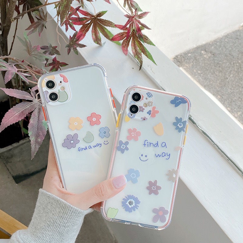 Transparent Flower Pattern Phone Case   For Iphone 11 12 Pro Max 7 8 Plus X Xs Xr Xsmax 7plus 8plus Soft Silicone cover