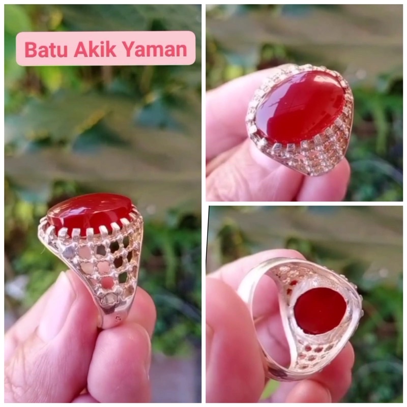 Cincin batu akik yaman merah yaman kabdhi ring perak