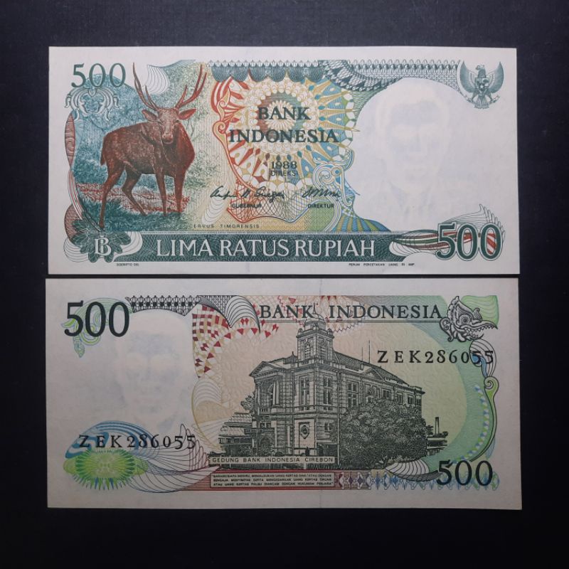 UANG KUNO 500 RUPIAH RUSA / KIJANG TH 1988  KOLEKSI & HOBI