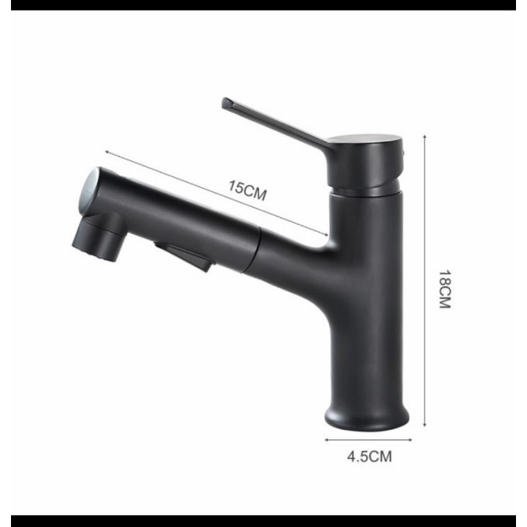 kran wastafel tarik hitam panas dingin / kran wastafel
