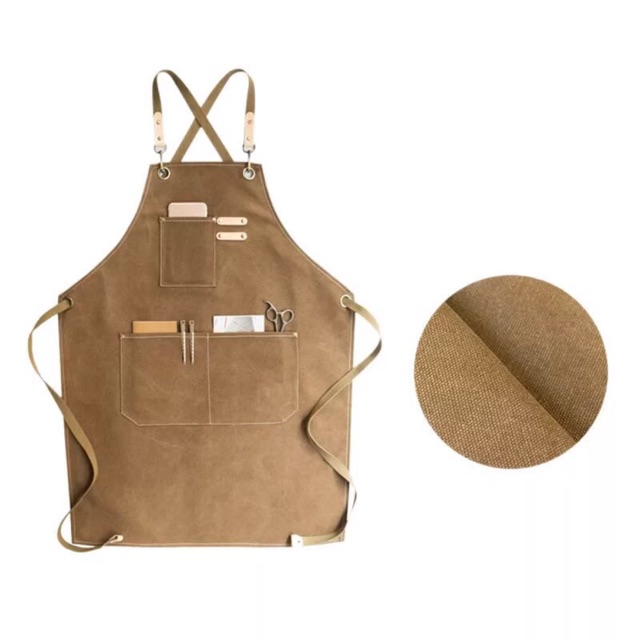 APRON CELEMEK KANVAS LEATHER BARISTA / BARBERMAN/ BARBERSHOP/ CATHERING/ CELEMEK SALON/ ORIGINAL
