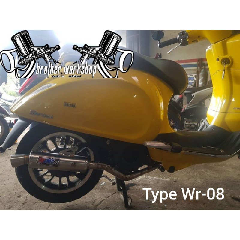 Knalpot WRC model racing bebasan Vespa matic sprint Primavera dll Type Wr-08