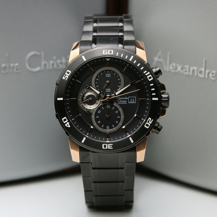 JAM TANGAN PRIA ALEXANDRE CHRISTIE AC 6473 ROSEGOLD BLACK ORIGINAL GARANSI RESMI 1 TAHUN