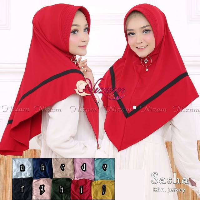 BERGO SASHA LIST. JILBAB NIZAM. HIJAB INSTAN POLOS. KERUDUNG JERSEY PET