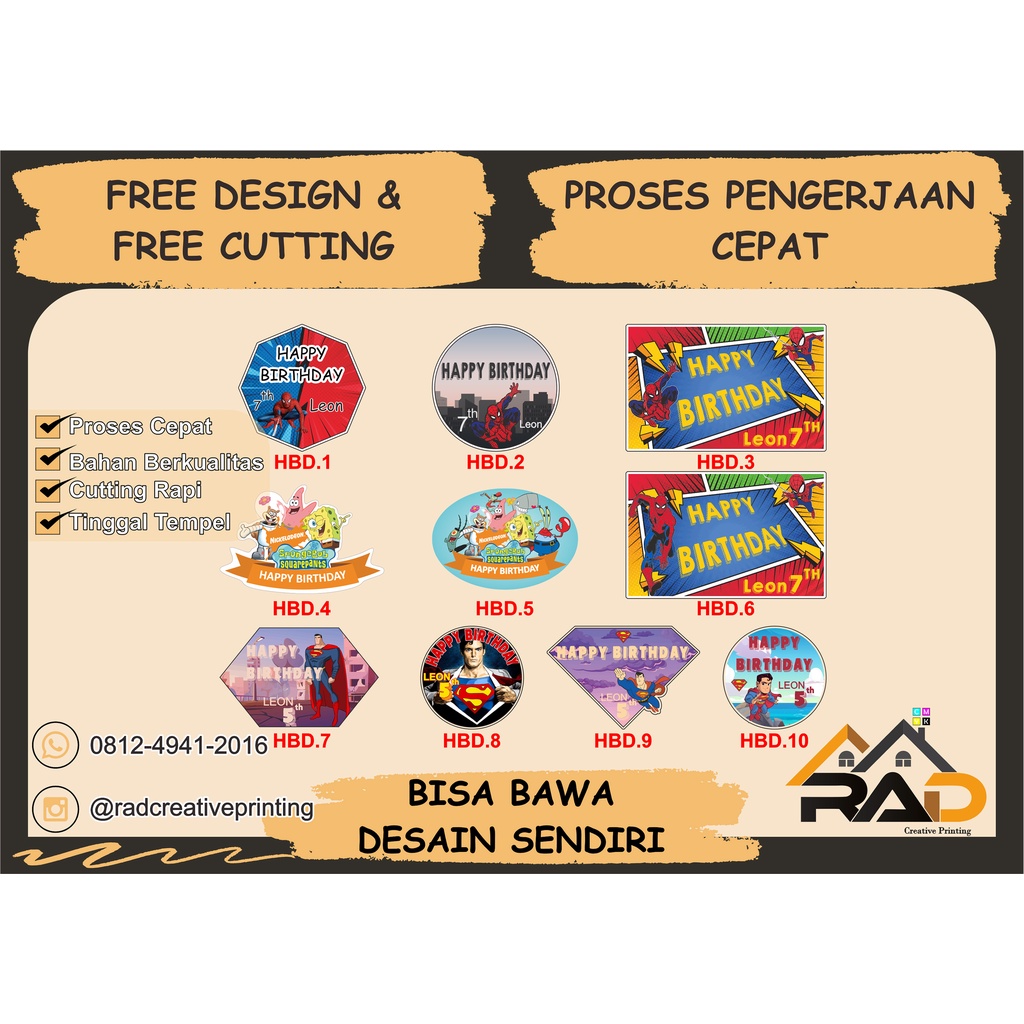 

Stiker Bulat Ulang Tahun Anak Label Custom | Print Sticker Custom Happy Birthday | Birthday Sticker | Stiker Ultah