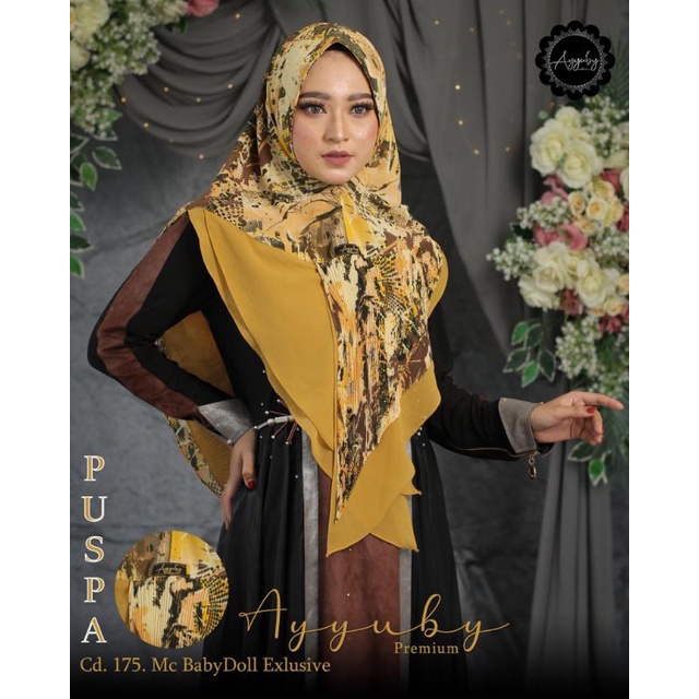 JILBAB HIJAB SYARI INSTAN PUSPA MOTIF ORI AYYUBY BAHAN CERUTI ARMANY