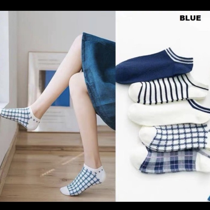 KK75 Kaos Kaki Wanita Colorfull Set isi 5 Pasang Women Socks Import