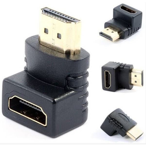 Connector hdtv male-female 4k 2k 1080p UHD Hdcp gold L-shape - Konektor gender hdtv 19 pin m-f