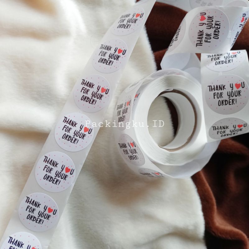 [Kecil 2.5cm] Sticker Label Thank You | Segel Roll 500 pc-TY White B