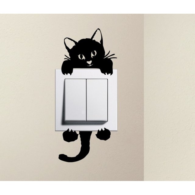 Stiker Dekorasi Saklar Lampu Motif Kucing Unik Cat Decal Wall Sticker