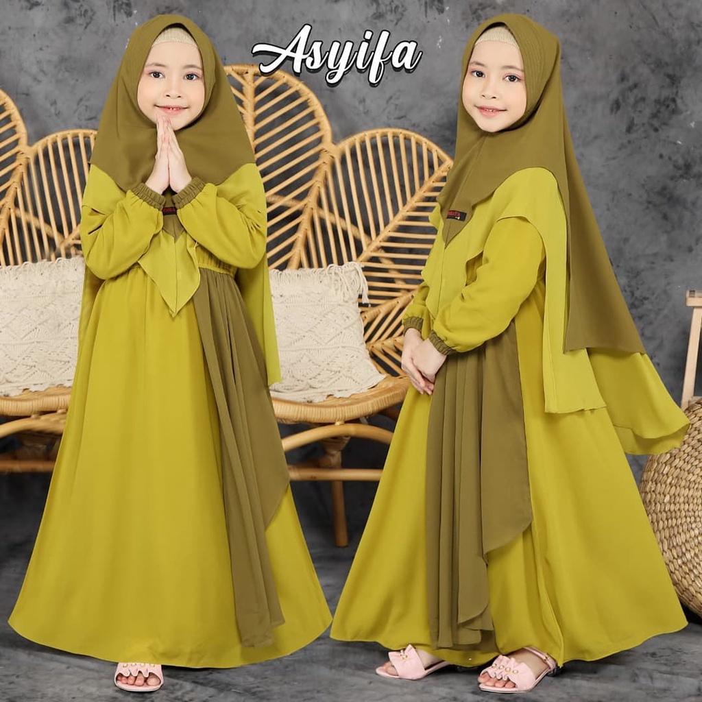 GAMIS ANAK PEREMPUAN LEBARAN 2022 SYARI H3L9 BAJU GAMIS TERBARU Asyifa Kids 9-12 Tahun SD SMP