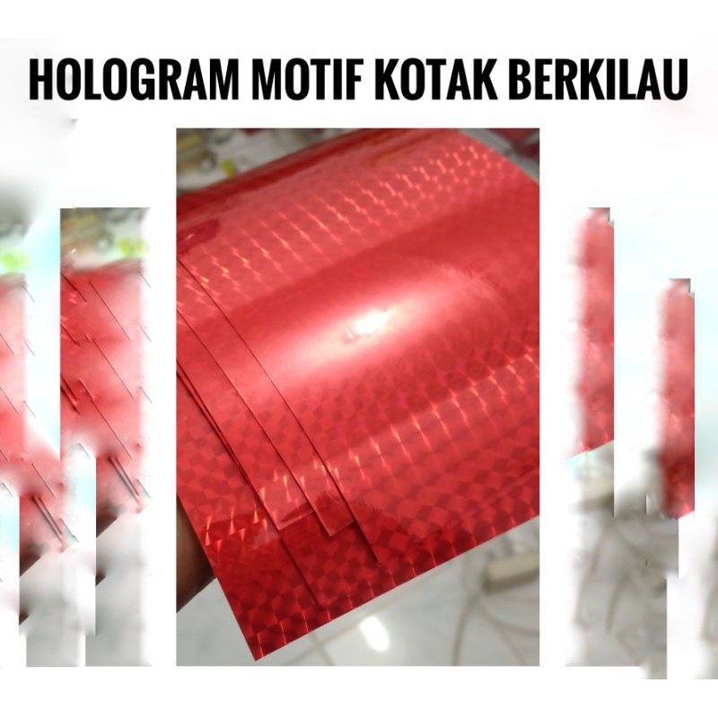 

Stiker Hologram Motif Kotak Berkilau Warna Merah Sticker