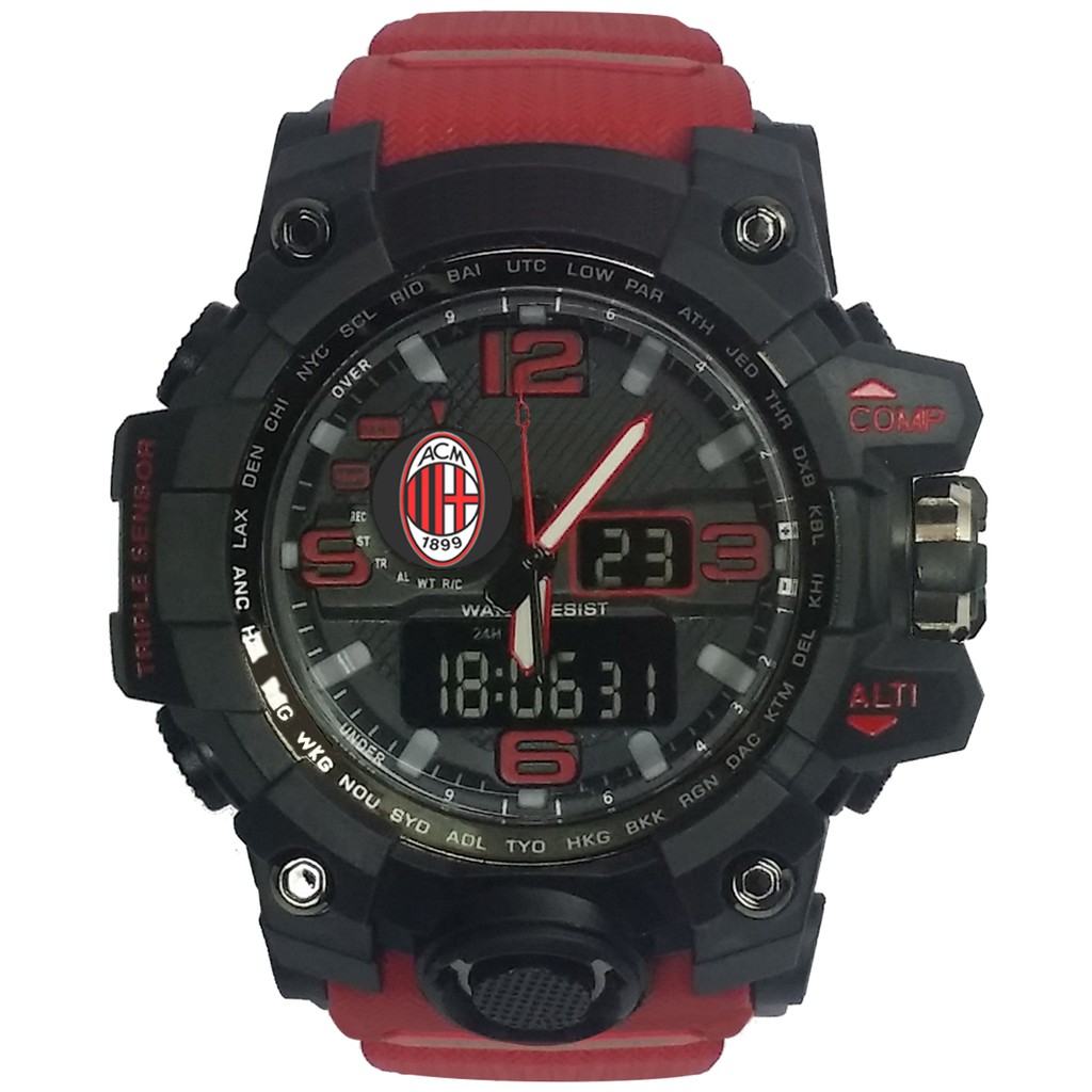 (Istimewa Bossque) Jam MILAN Double Time Tali Merah Marun (Exclusive)