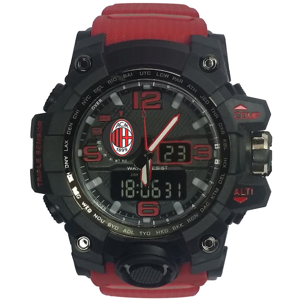 (Istimewa Bossque) Jam MILAN Double Time Tali Merah Marun (Exclusive)