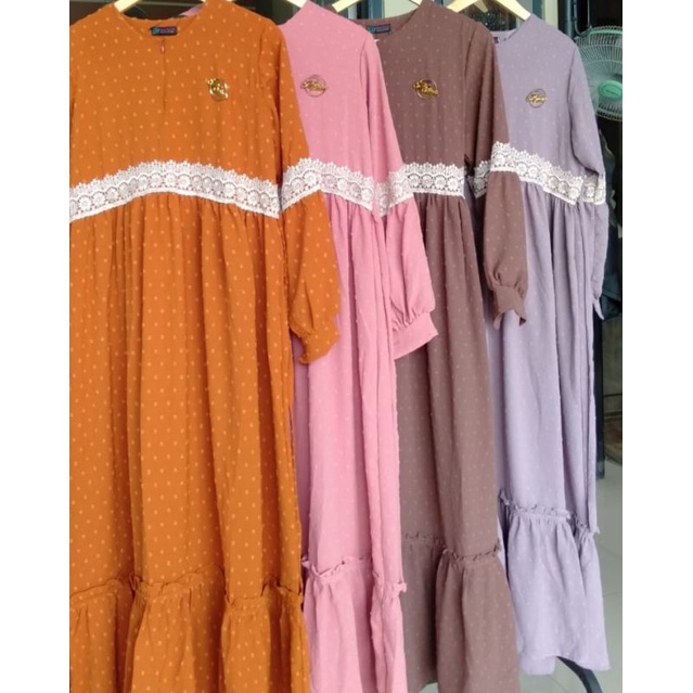 mayra dress bahan cringkle || gamis cringkle mix renda || mafaza fashion