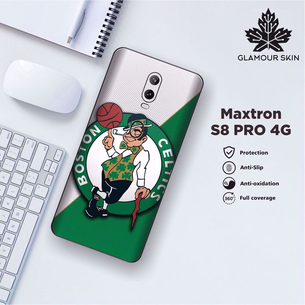 *(Dapat2PCS)* MAXTRON S8 PRO 4G Garskin Case/Stiker Protector Motif BOSTON CELTICS