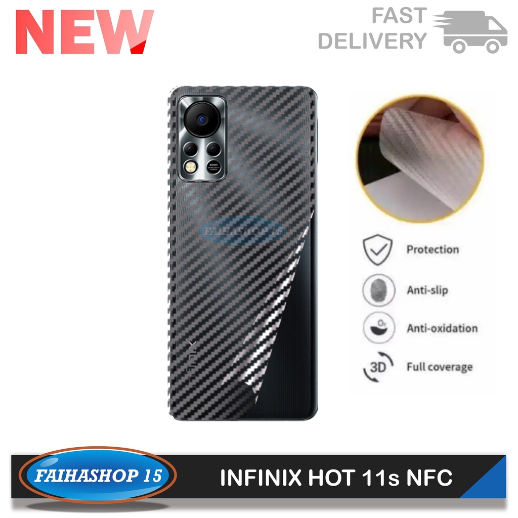 Garskin Carbon infinix Hot 11s NFC Anti Jamur Belakang Handphone