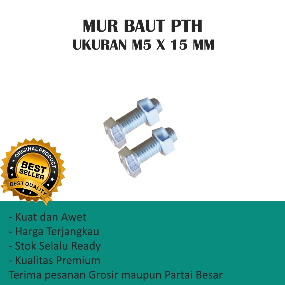 MUR BAUT UKURAN M5 X 15 MM MURAH (HARGA PER 10 PCS)