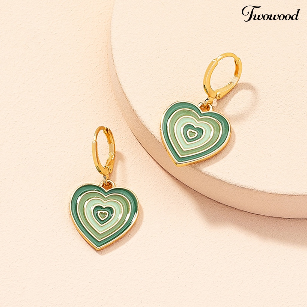 1 Pasang Anting Stud Multi Layer Bentuk Hati Untuk Kencan