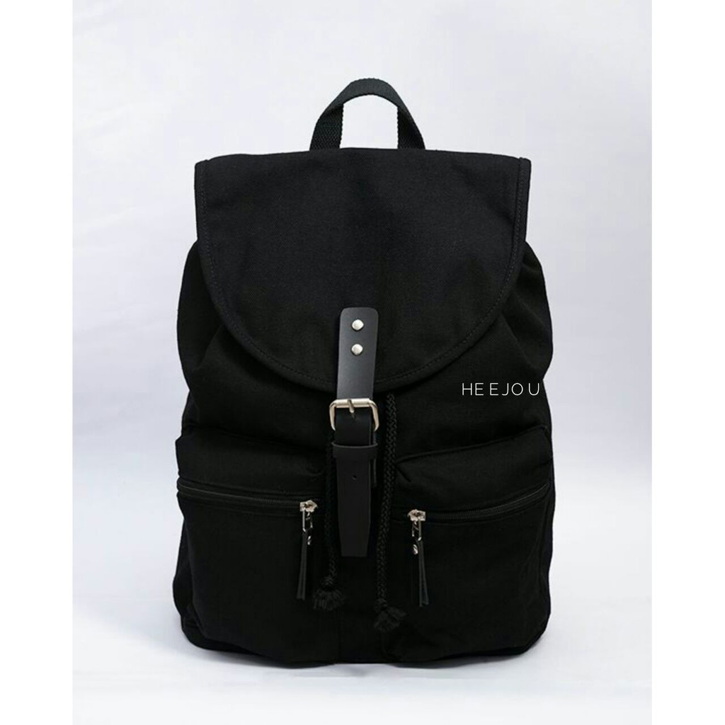 TAS RANSEL LAPTOP VINTAGE KEREN TRAVELLO BLACK HEEJOU