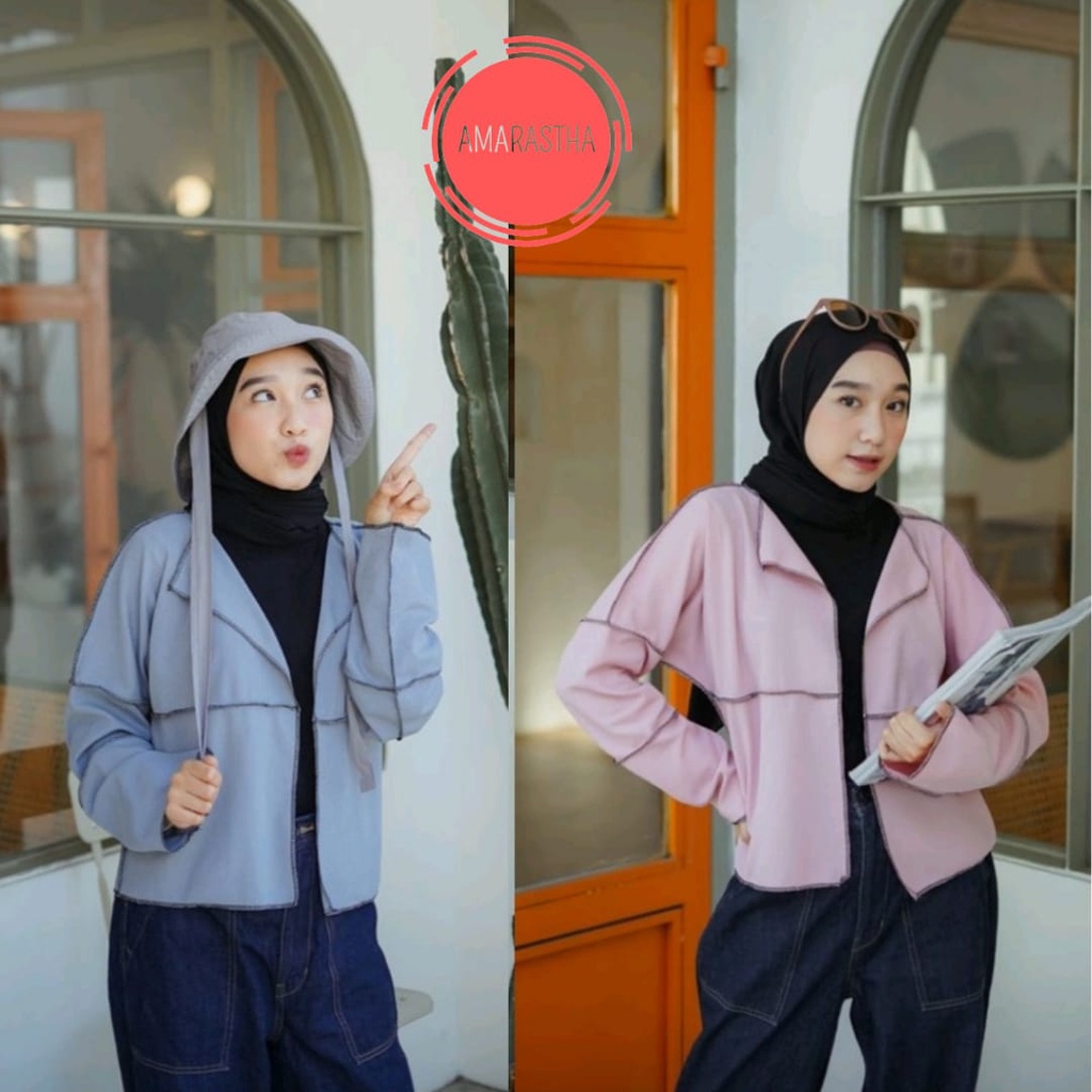 Baju Atasan Wanita Outer Perempuan Dewasa Remaja Bahan Waffle Uniqlo Keren Hits Murah Camelia Cardi