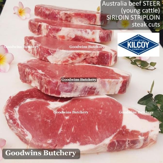 

450G 1Pc 1" 2.5Cm Steak Sirloin Beef Steer Young Cattle Aust. Kilcoy Ee39Keogff