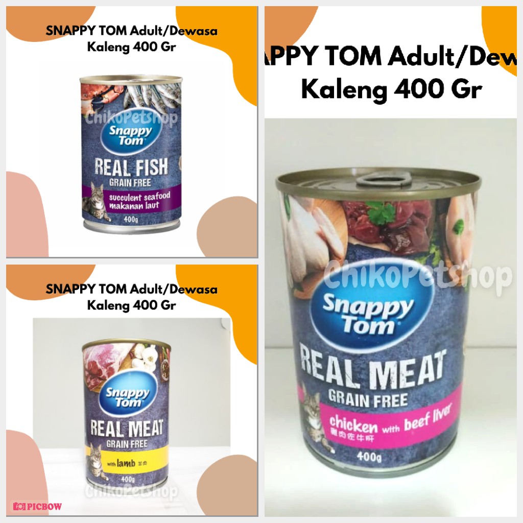 Snappy Tom Kaleng Makanan Kucing Dewasa Wet Cat Food Kemasan 400 Gr