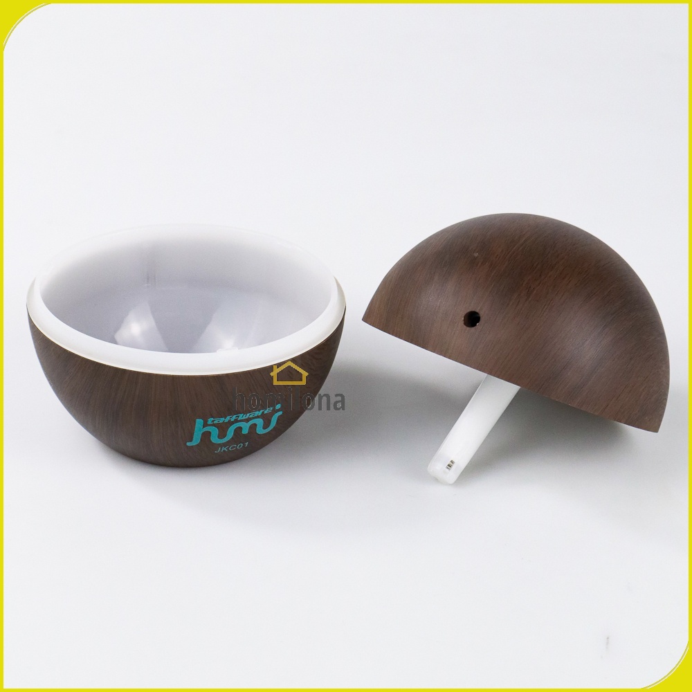 Humidifier Diffuser Aromaterapi 130ml - Taffware HUMI JKC01 Dark Brown - Ultrasonic Aromatherapy Essential Oil Burner Mini Mobil Bulat Wood Design Desain Kayu