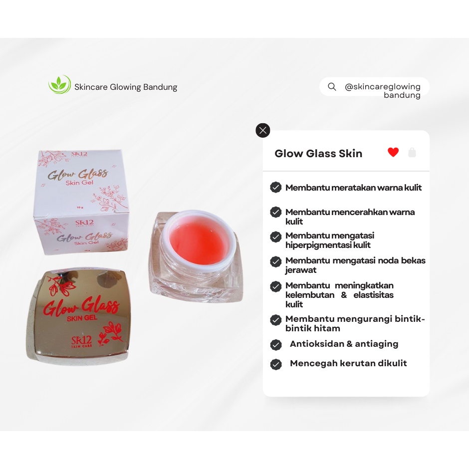 Glow Glass Skin Gel Premium Glasskin Brightening Krim Pemutih Penghilang Bintik Wajah Penghilang Flek Hitam diWajah Brightening Moisture Gel Cream Cream Gel Cream Glowing