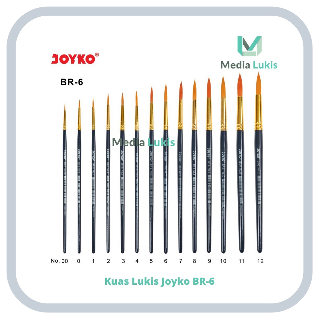 

Kuas Lukis Joyko BR-6 / Joyko Art Brush Round No.0 - 12 / Kuas Joyko