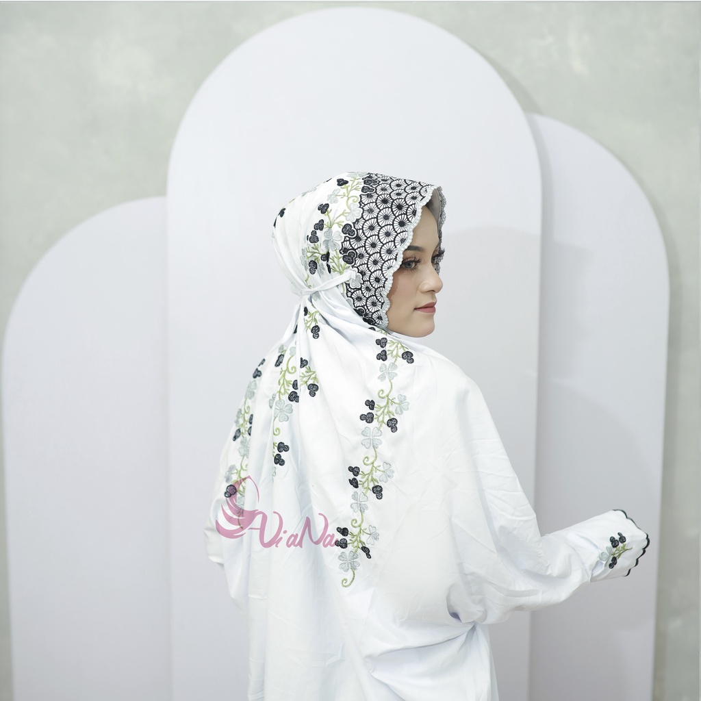 Ani'Ana Official - Mukena Remaja Mukena Terusan Polino Mukena Lajur Bordir Bunga/Mukena Terusan Bord