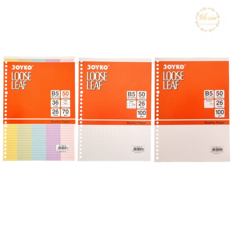 Jual Joyko Isi File Loose Leaf Warna B5/ Joyko Loose Leaf B5 Kotak Grid ...