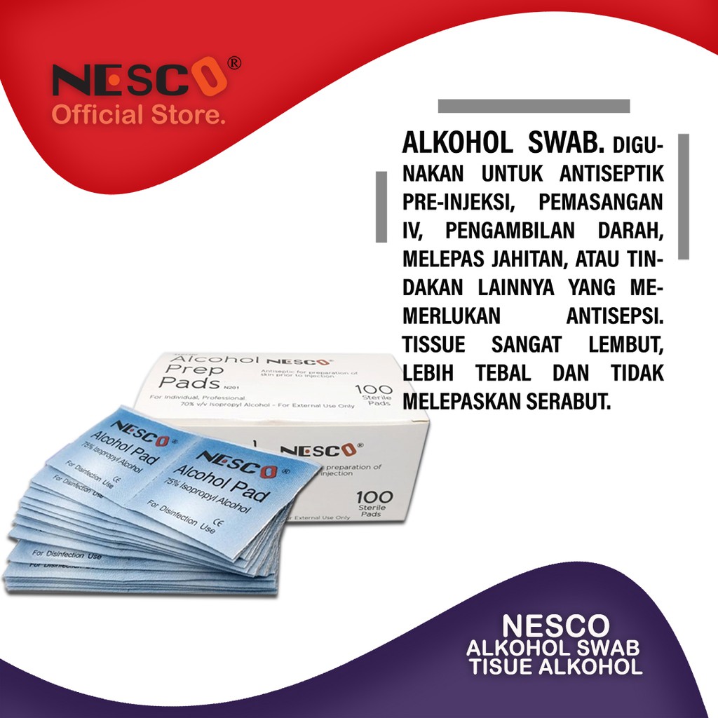 Nesco Alcohol Prep Pads / Tisue Alkohol box 100pcs