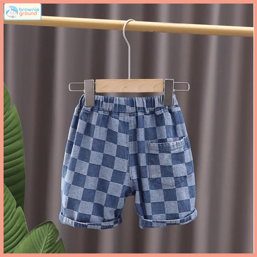 BROWNIEGROUND - CELANA ANAAK LAKI-LAKI / CELANA MOTIF KOTAK BLUE / CELANA BABY BOY 0-4 TAHUN